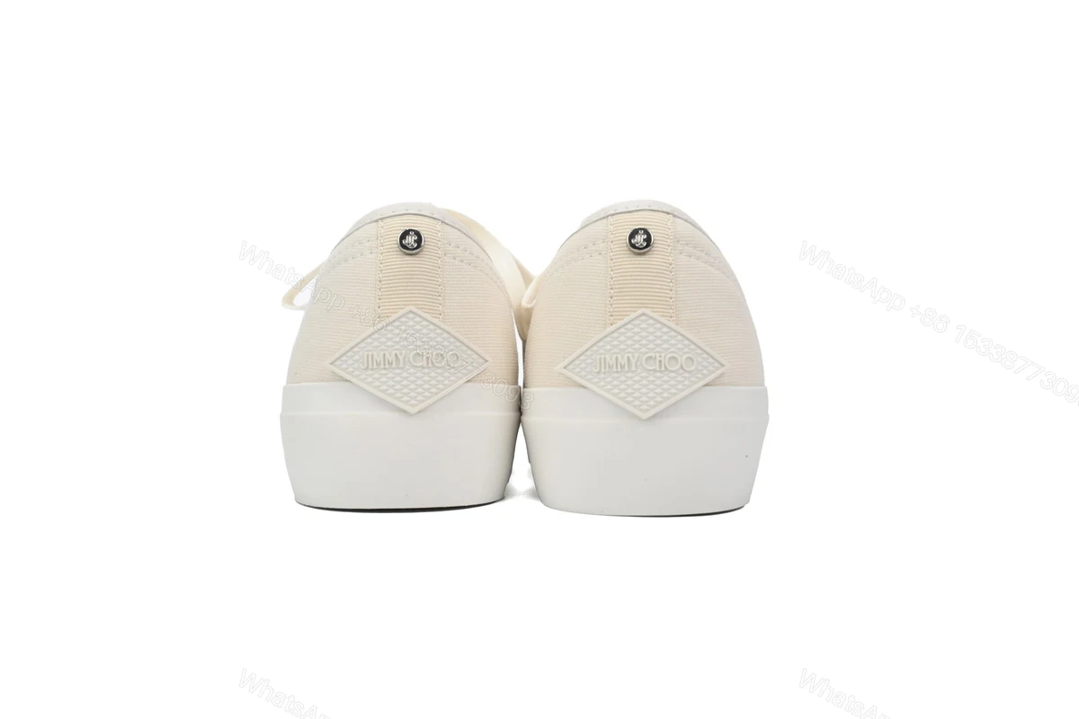 View 3 of Jimmy Choo Palma Maxi White Canvas Platform Trainers PALMAMAXIFCYE