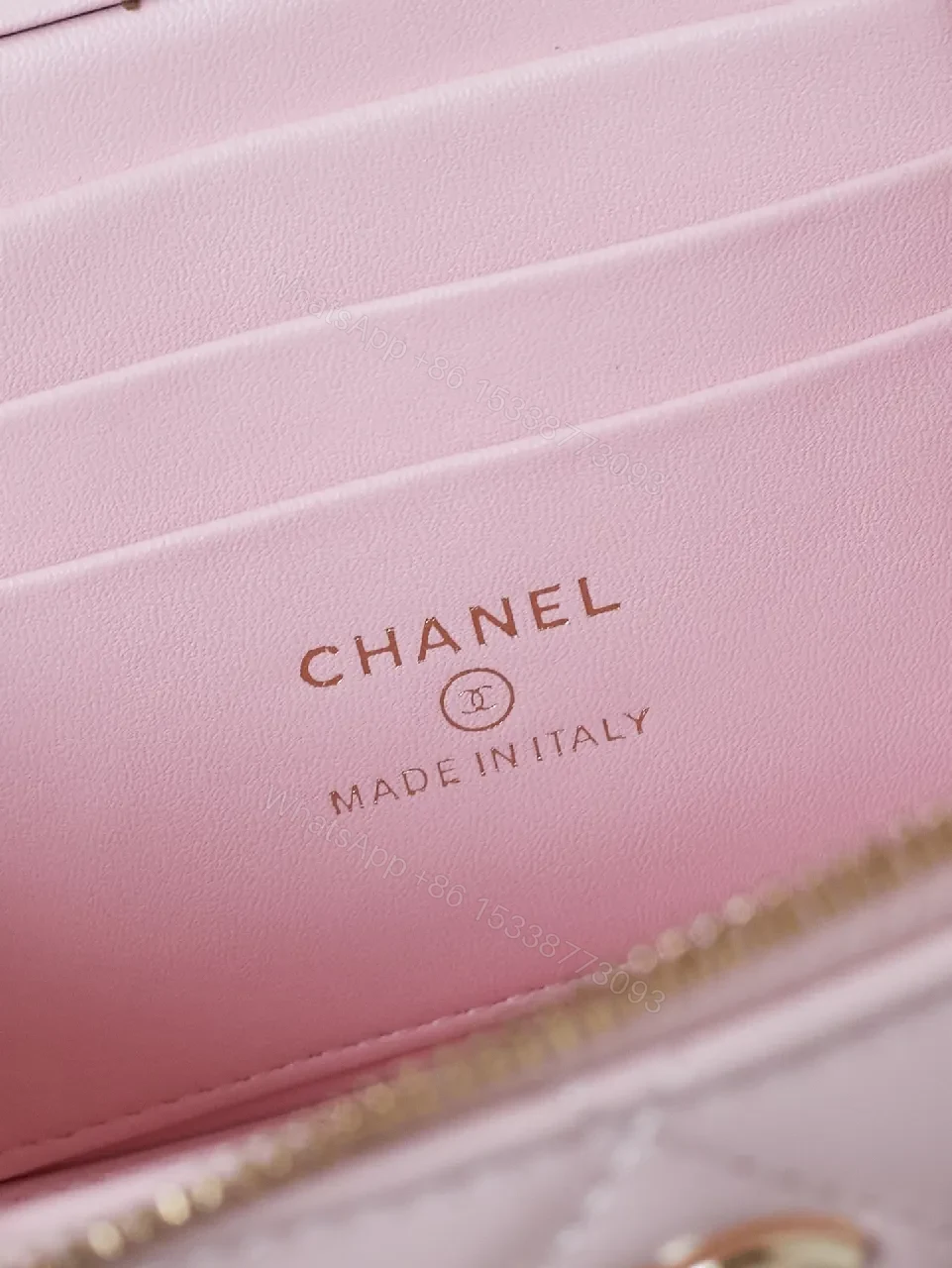 View 7 of Pastel Pink Quilted Mini Bag with Gold Hardware