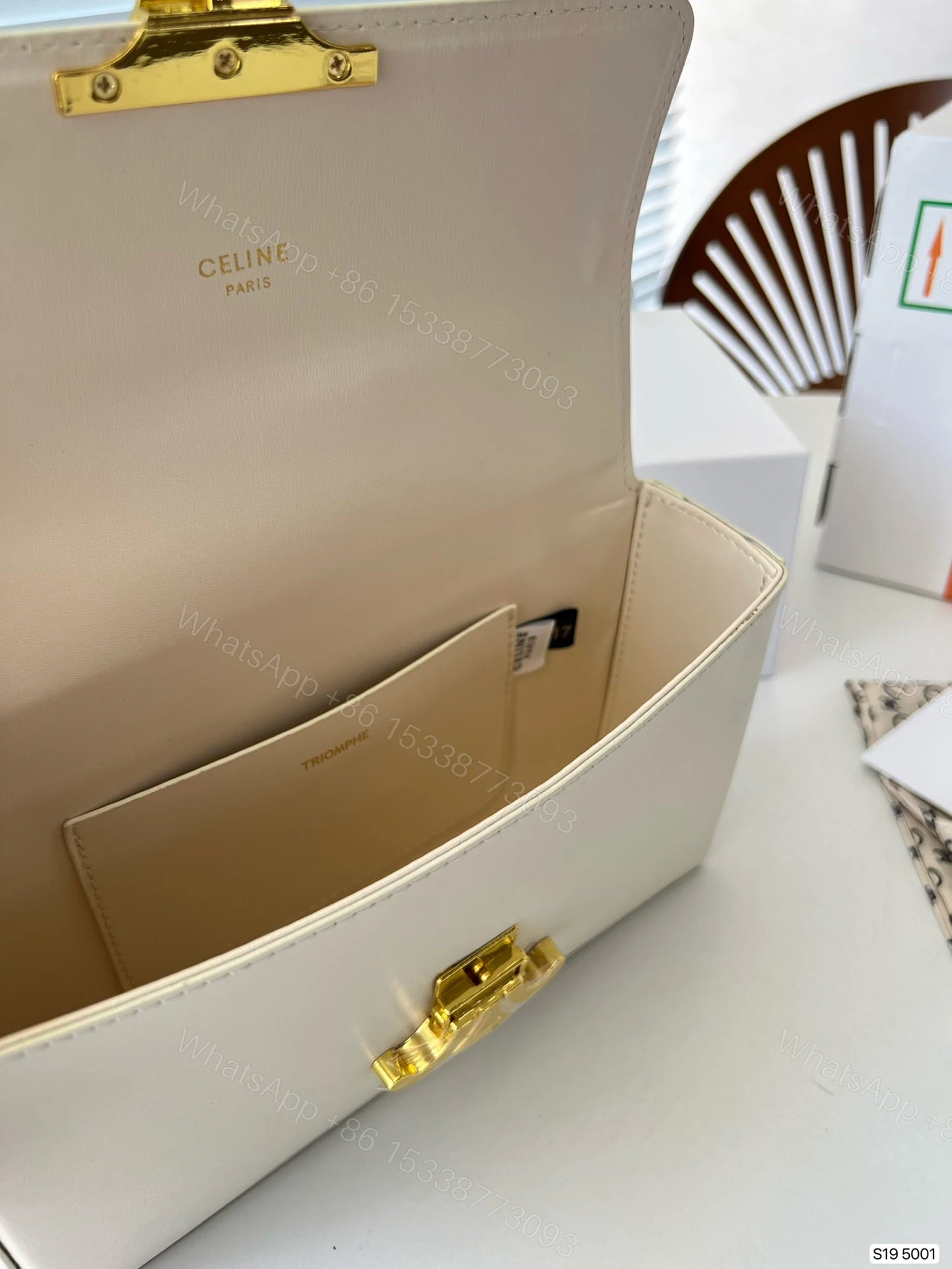 View 4 of CELINE BOX TRIOMPHE IN NATURAL CALFSKIN WHITE 23CM