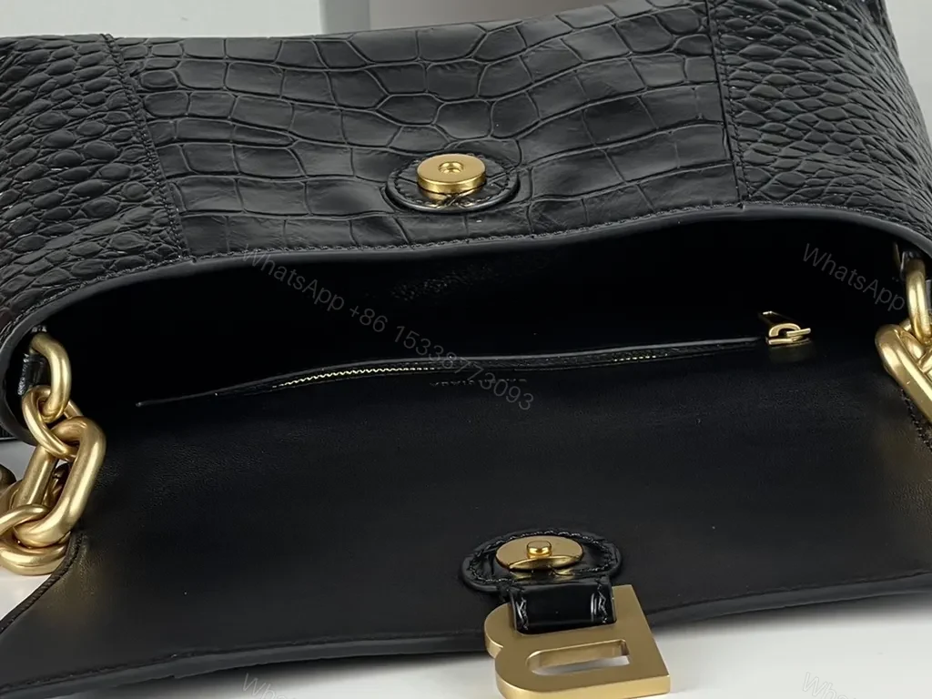 View 2 of Chic Crocodile-Texture Messenger Bag with Gold Accents