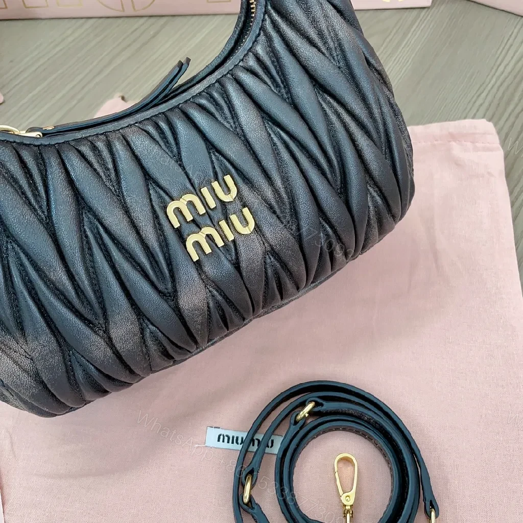 View 3 of Quilted Mini Bag: Gold Logo, Crossbody Charm