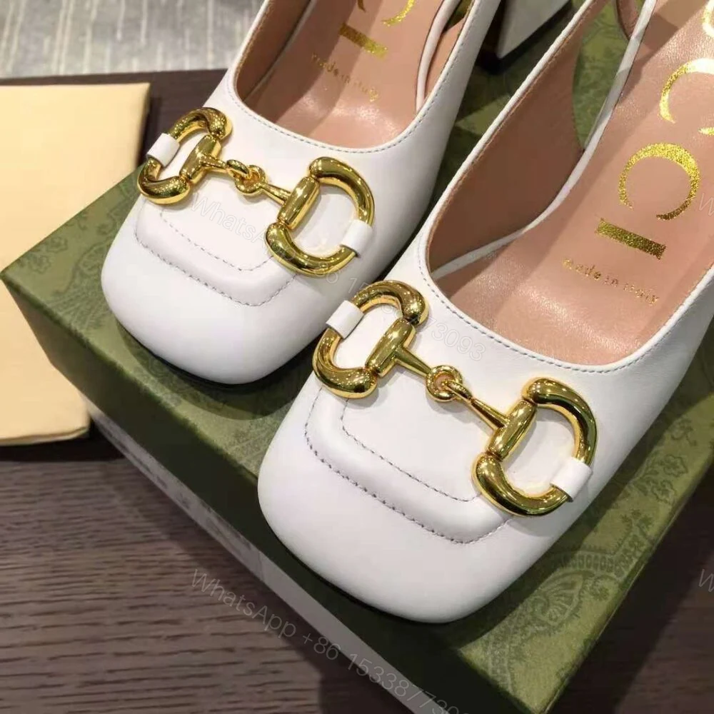 View 6 of Gucci Women’S Mid Heel Slingback With Horsebit White ‎643892 C9D00 9022