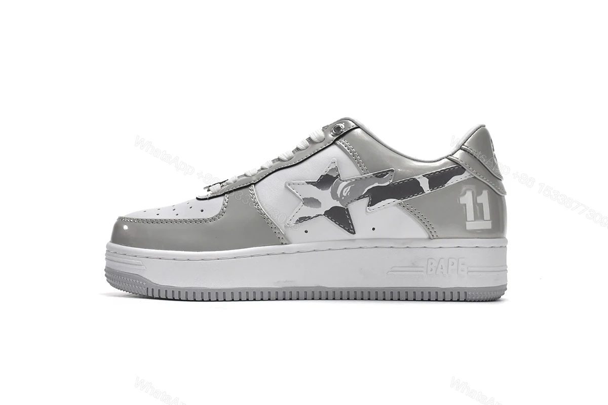 View 10 of Cheap Fake BapeSta Low White Grey Mirror Surface