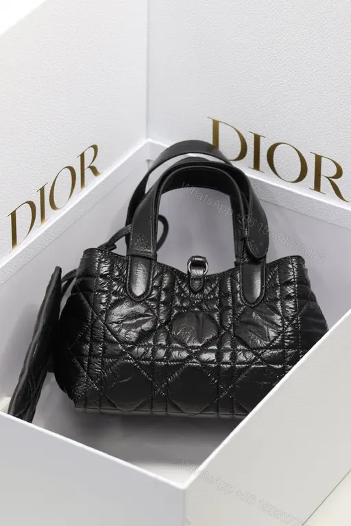View 6 of Quilted Mini Satchel: Dior-Inspired Hardware, Black Leather