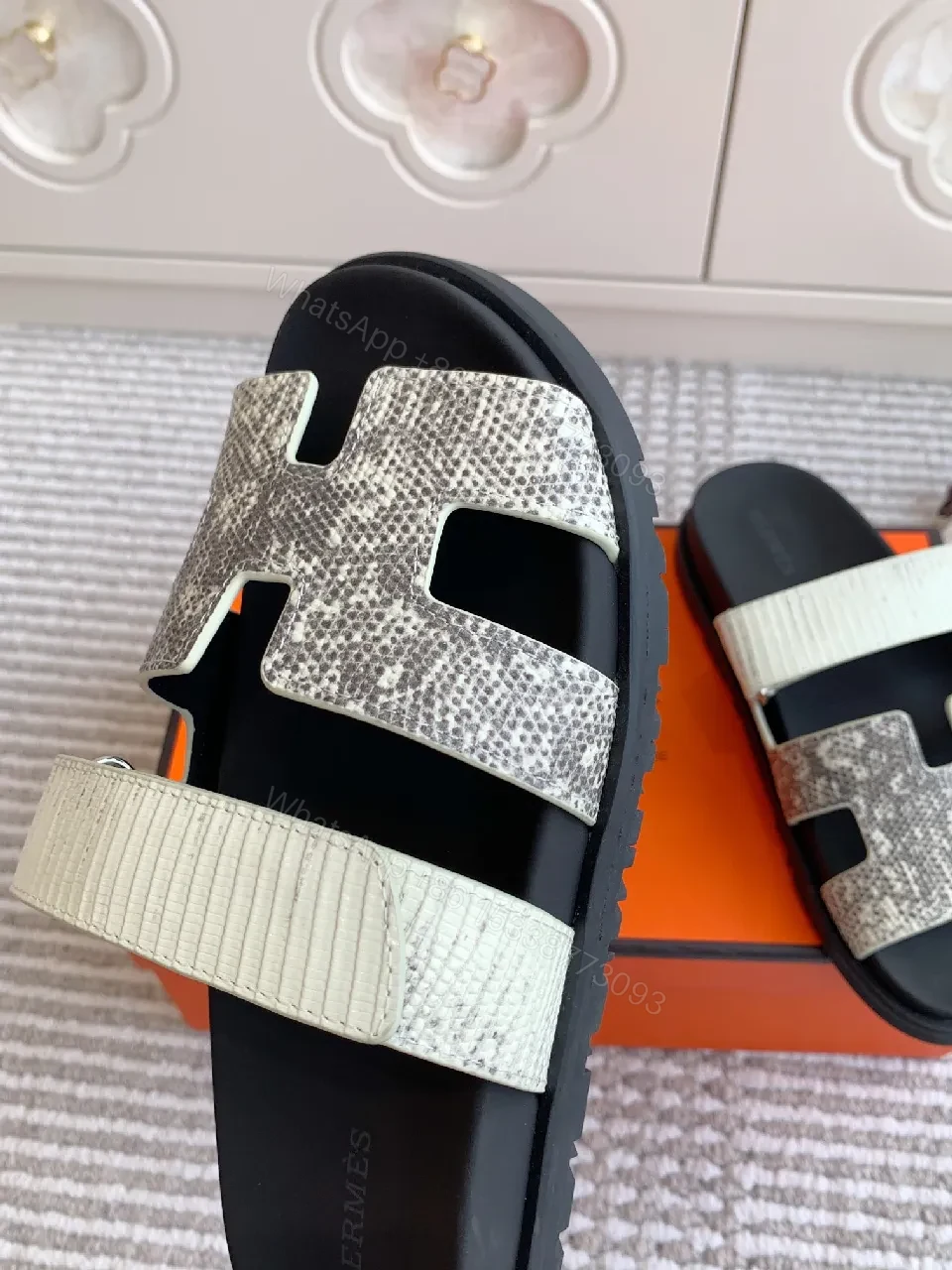View 5 of Textured Pebble Sandals in Dark-Tone Luxe Comfort