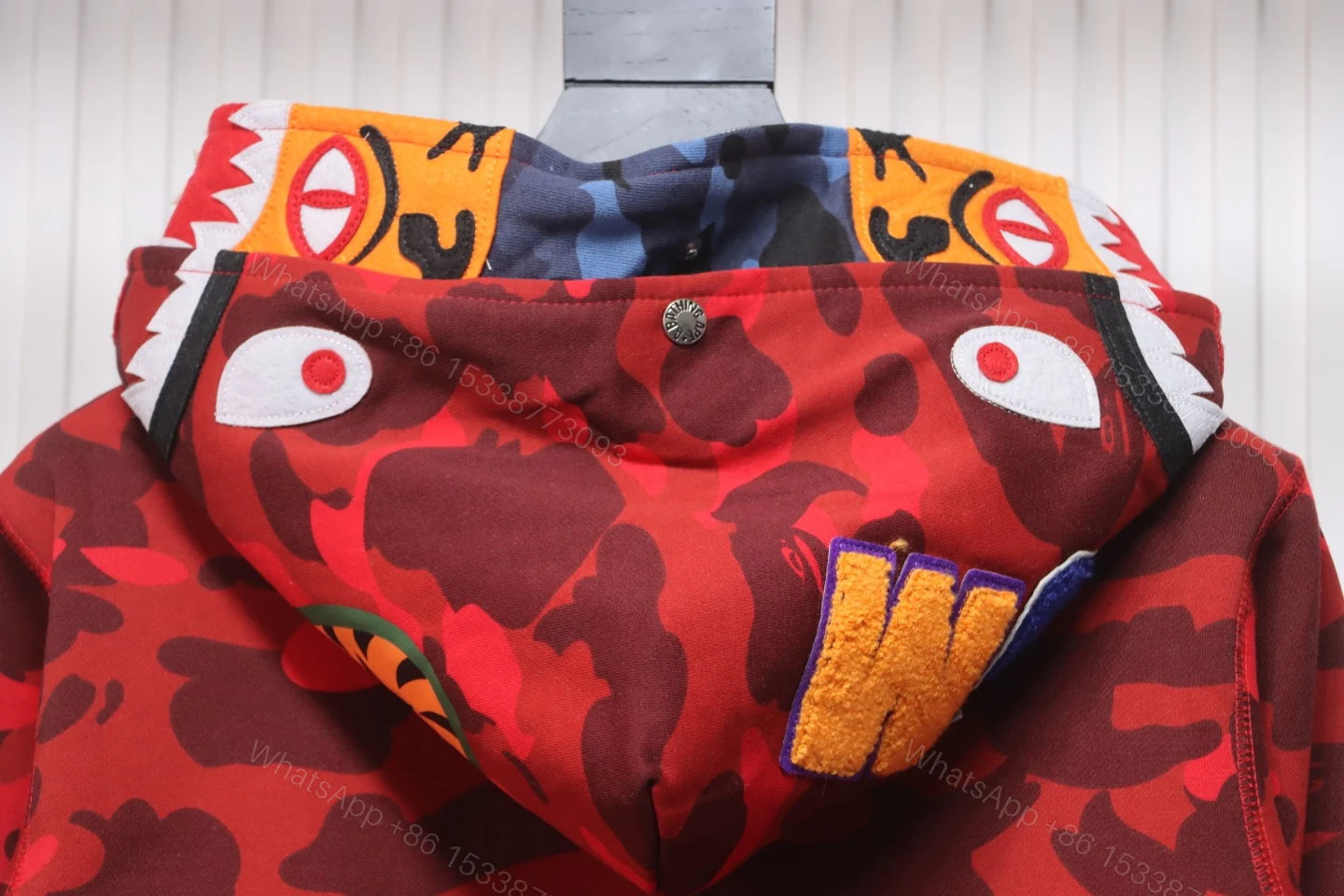 View 6 of BAPE Camouflage Double Hat Hoodie Red