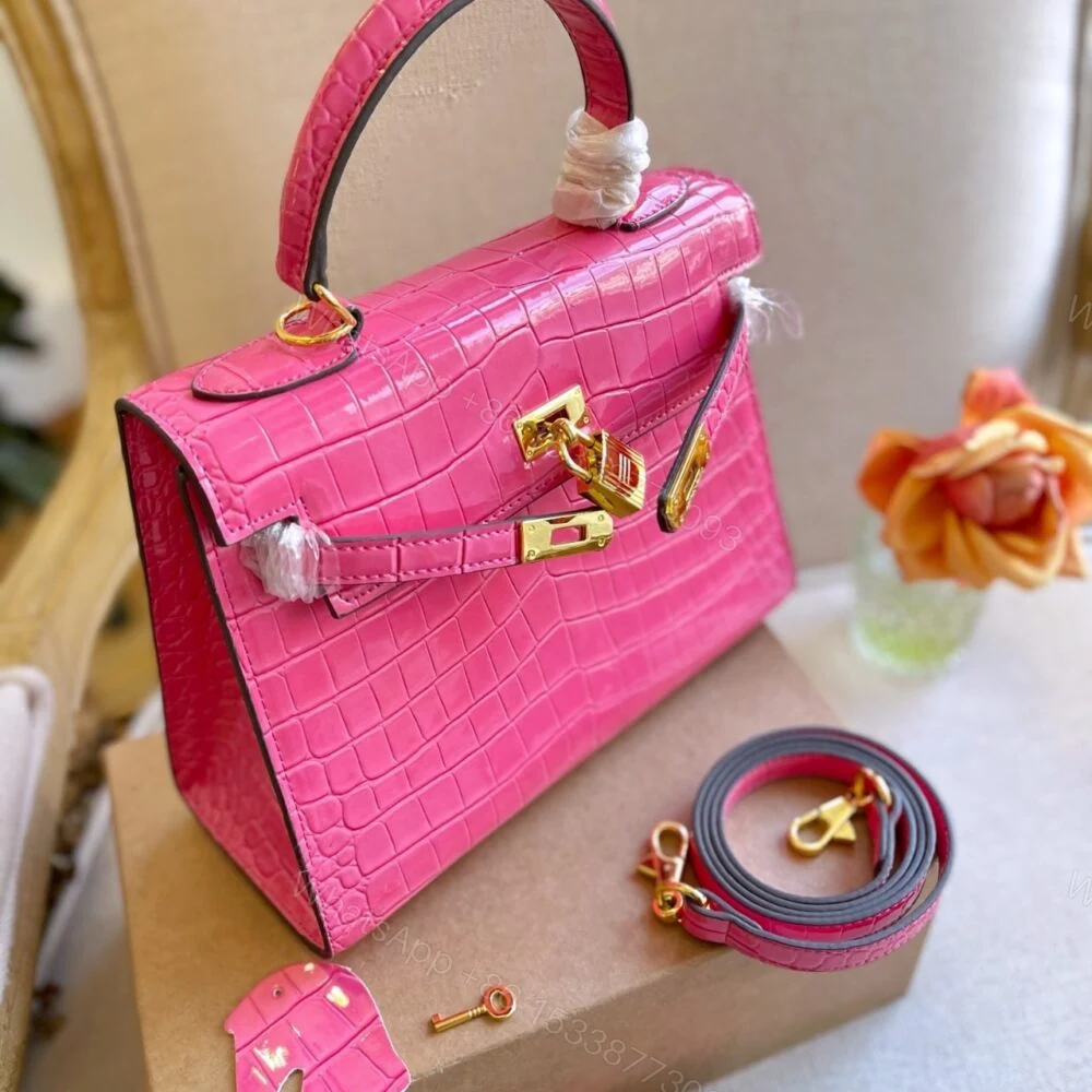 View 3 of Hermès Kelly 25 Alligator Pink 25Cm