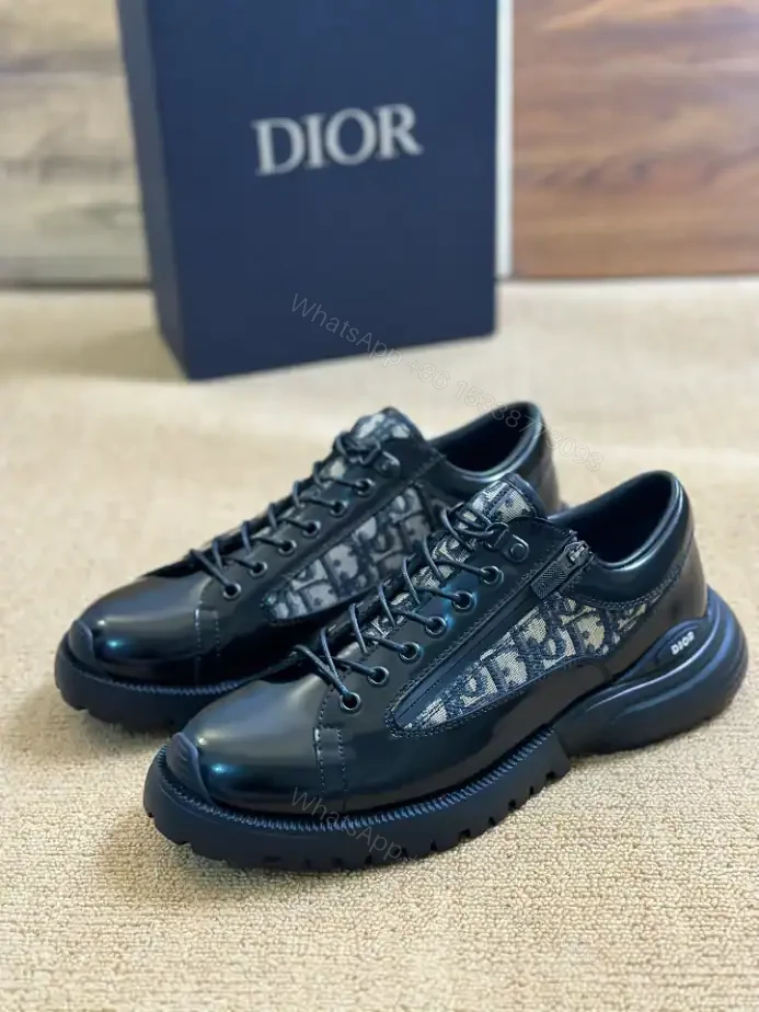 View 7 of DIOR COMBAT DERBY SHOES BLACK POLISHED CALFSKIN WITH BEIGE AND BLACK OBLIQUE JACQUARD – CD196