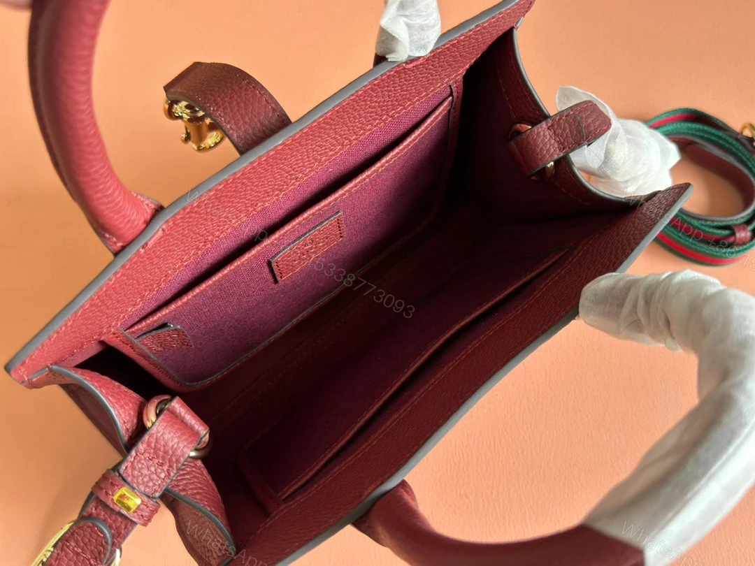 View 5 of SMALL JACKIE TOTE 24 IN BURGUNDY LAMBSKIN