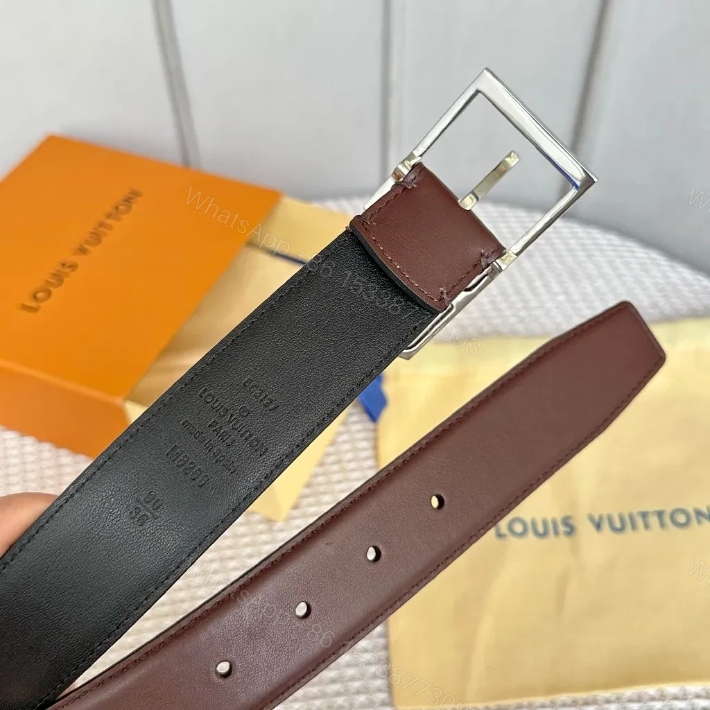 View 3 of Two-Tone Leather Belt with Geometric Buckle - Everyday Luxury
