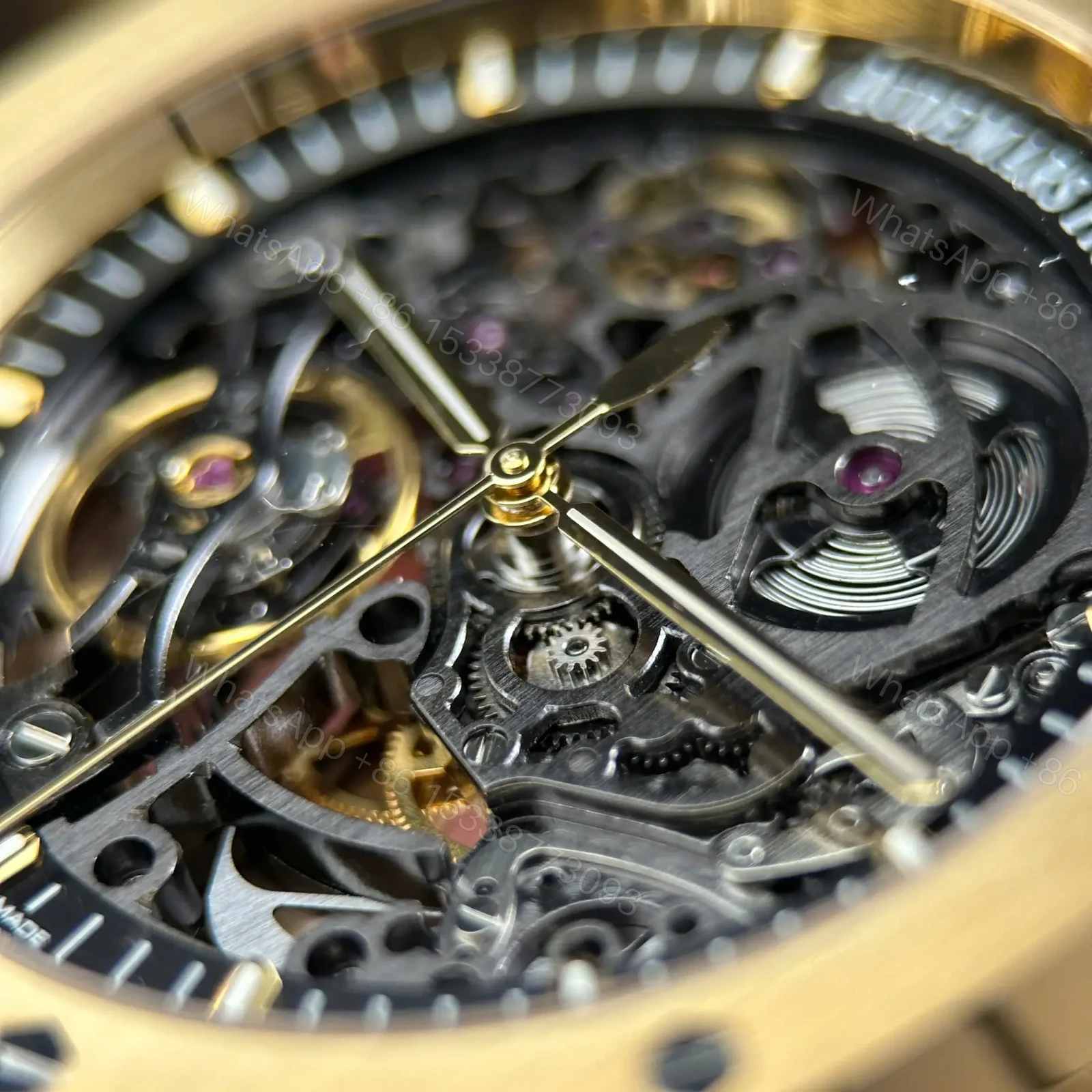 View 10 of Replica Audemars Piguet Royal Oak Openworked 15407 Yellow Skeleton Dial
