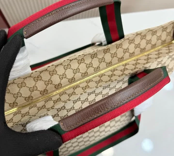 View 9 of Gucci GG Tote Bag in Sand and Dark Brown