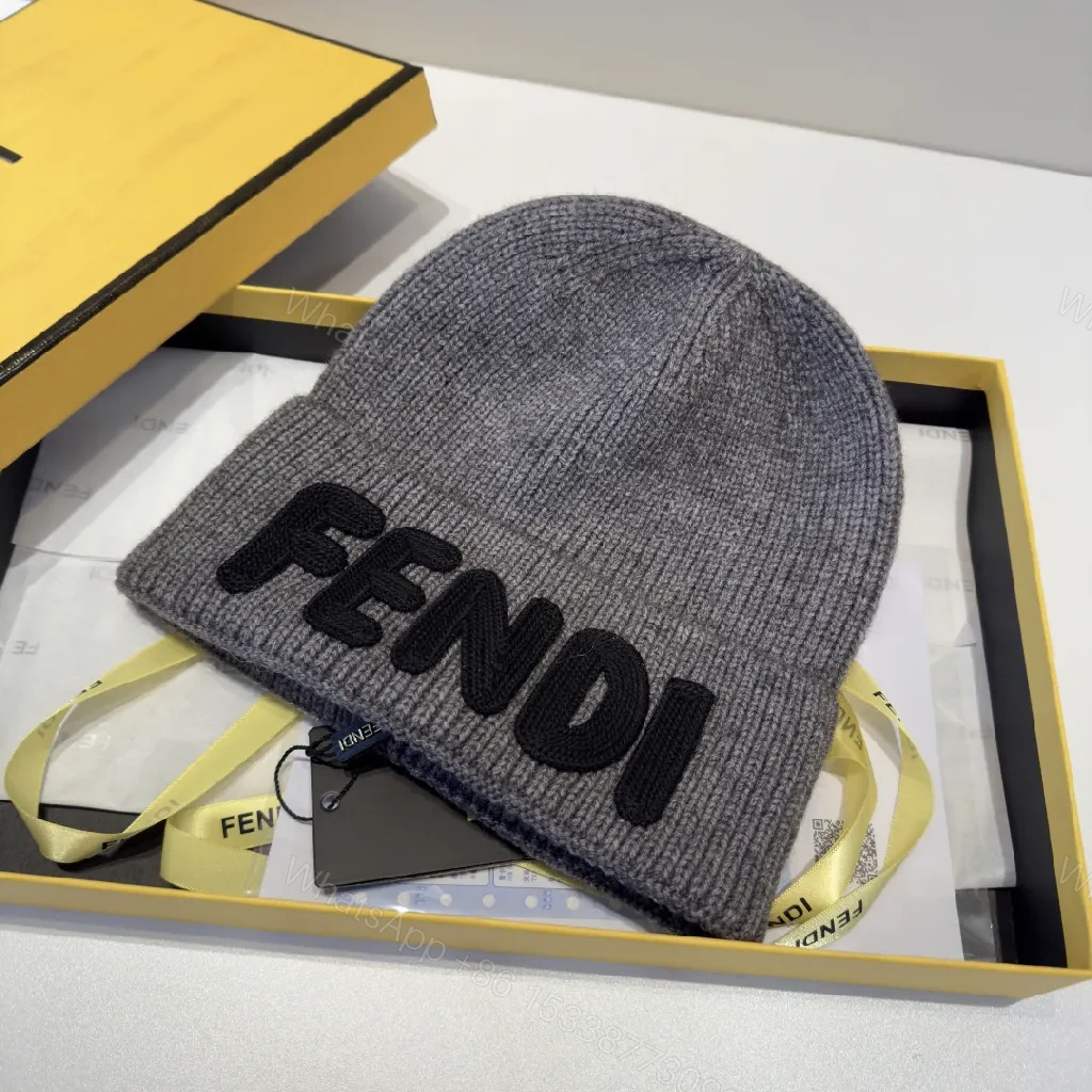 View 5 of Grey + Knit + Beanie + FENDI lettering + Beanie