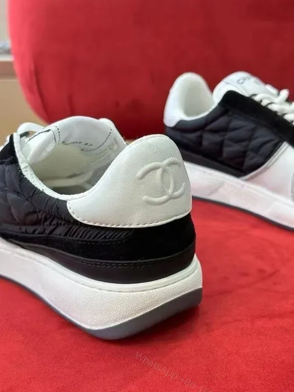 View 3 of Quilted Black-White Low-Top Sneakers: Premium Luxury casual