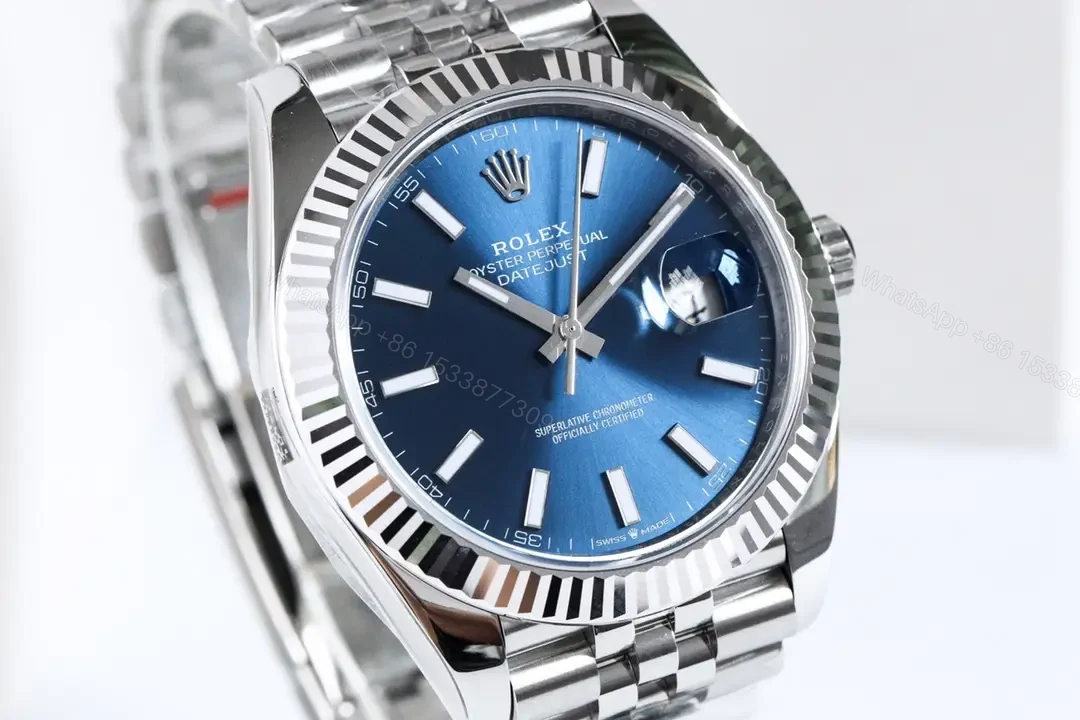 View 3 of Rolex Datejust 41 Blue Fluted Jubilee Replica 126334-0031