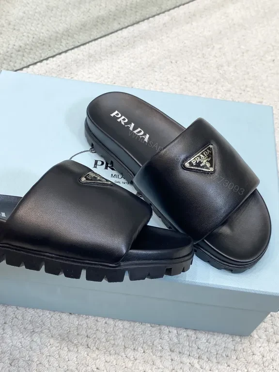 View 2 of Minimalist Prada-Influenced Leather Slide Sandals for Men