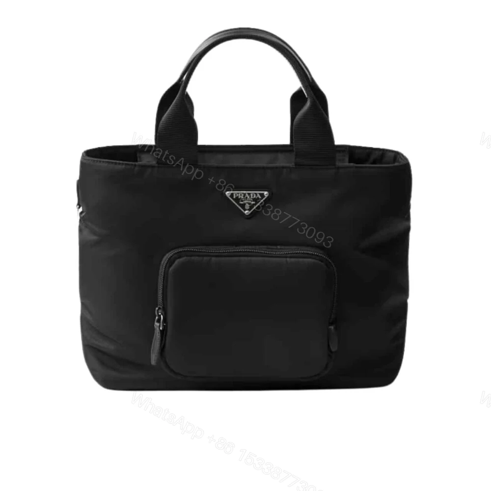 Prada Re Nylon Tote Bag Black 32Cm 1BG354 RV44 F0002 V B1M — view 1