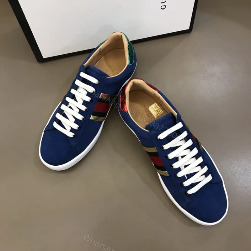 View 4 of GUCCI ACE SNEAKER VELVET BLUE METALLIC STRIPE – GC40