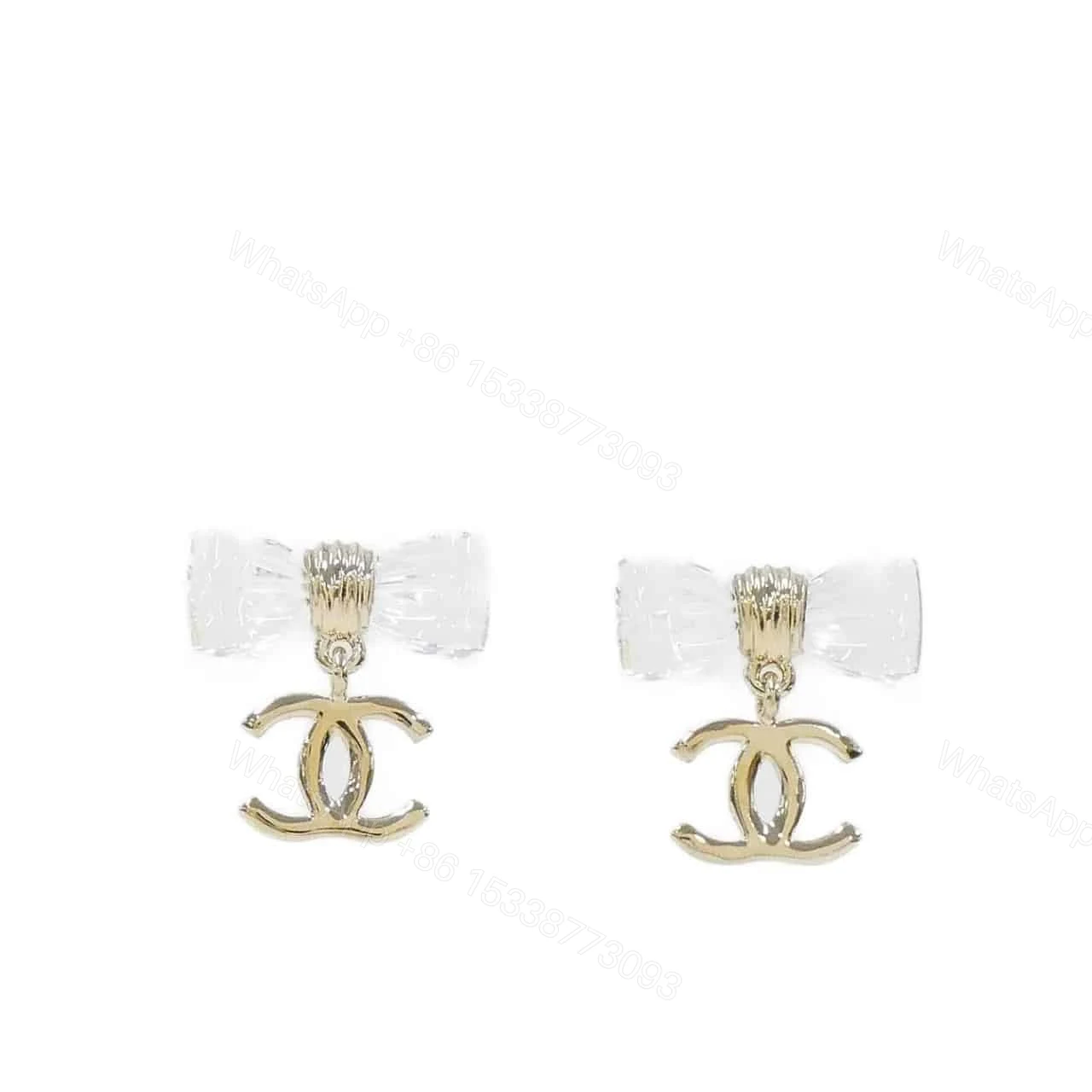 CHANEL D25 CC BOW EARRINGS GOLD METAL ABF537 B19997 NAFVG — view 1