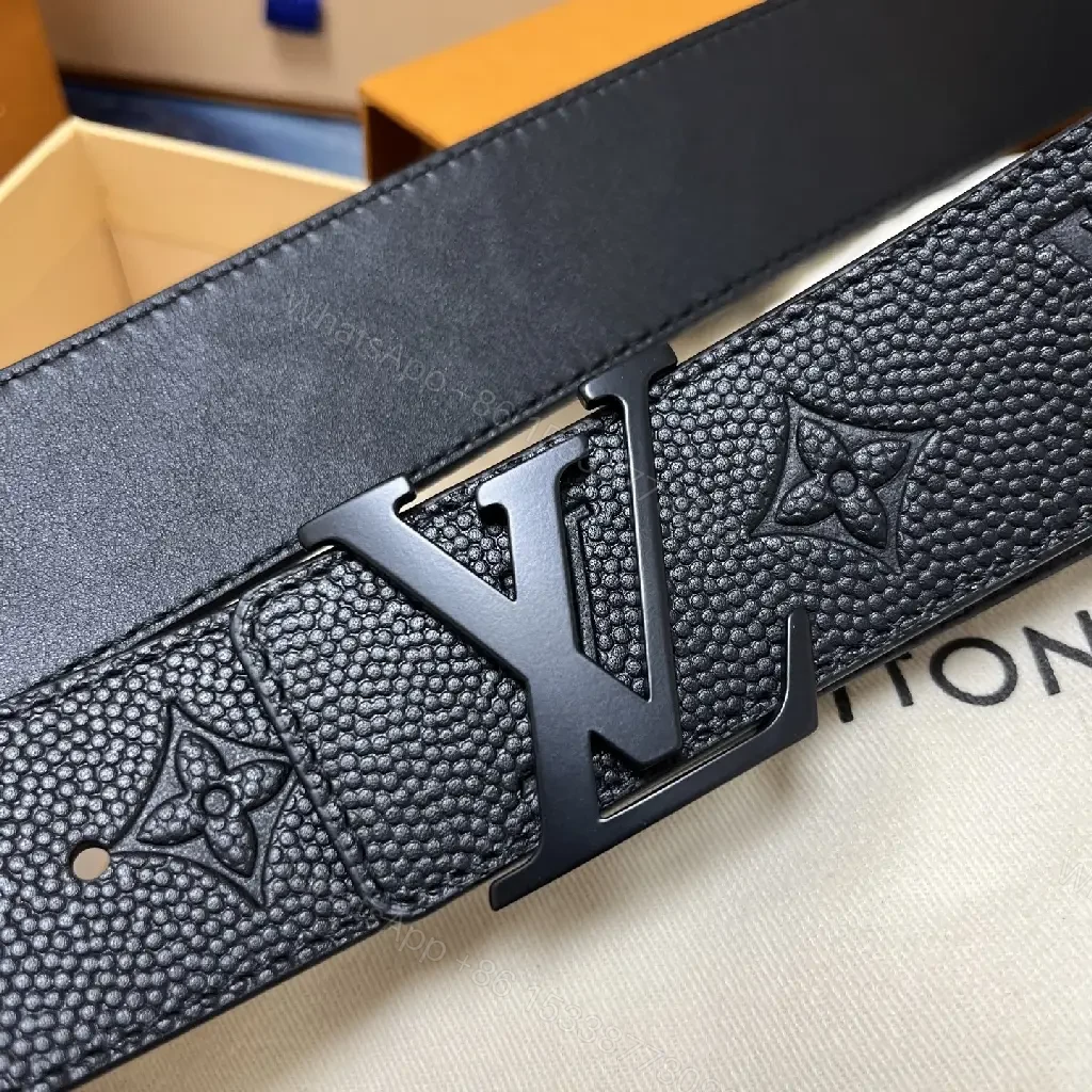 View 5 of Modern Leather Belt with Monogram Texture