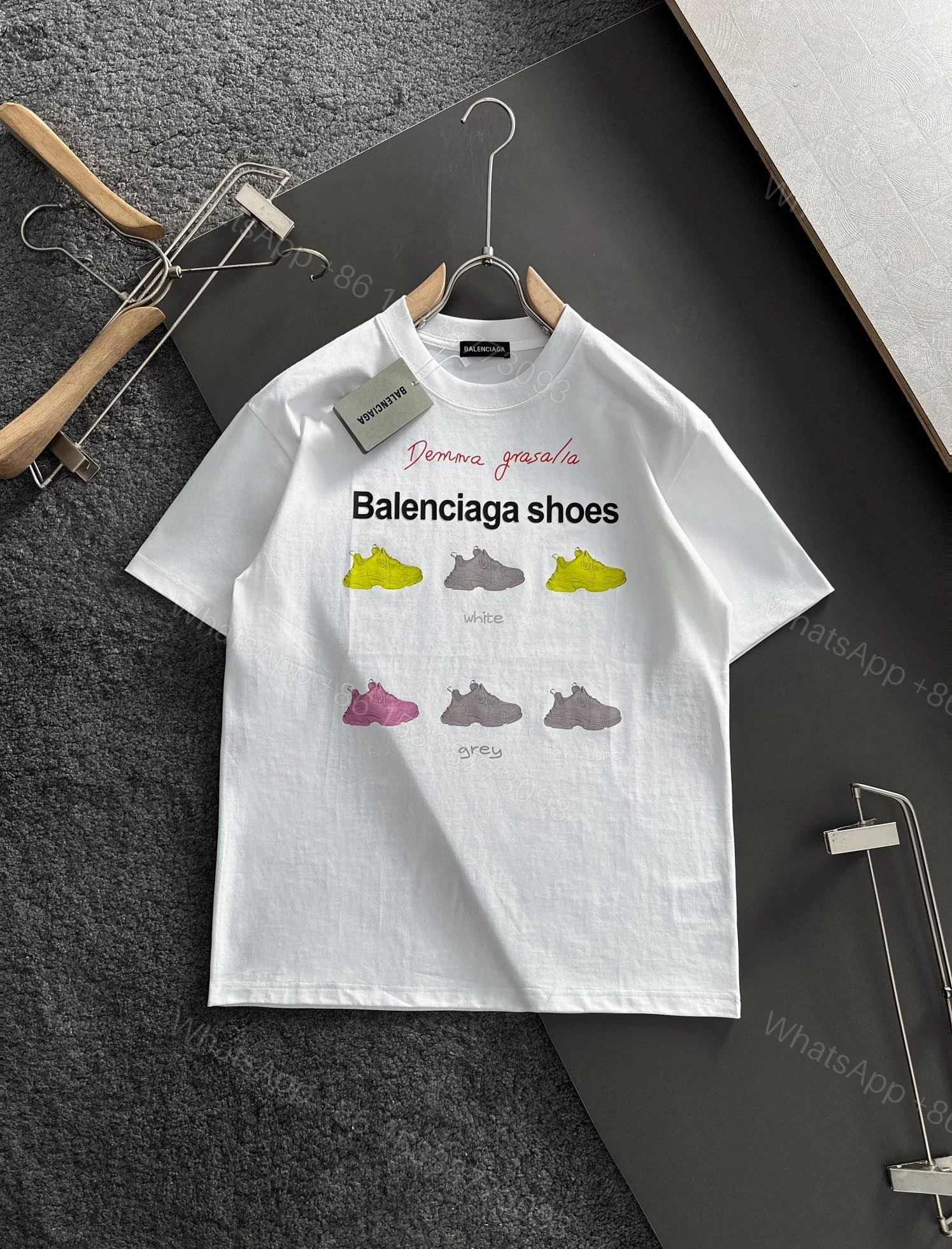 Balenciaga 原單鞋款印花短袖T恤 寬鬆版潮流百搭男女同款白色 — view 1