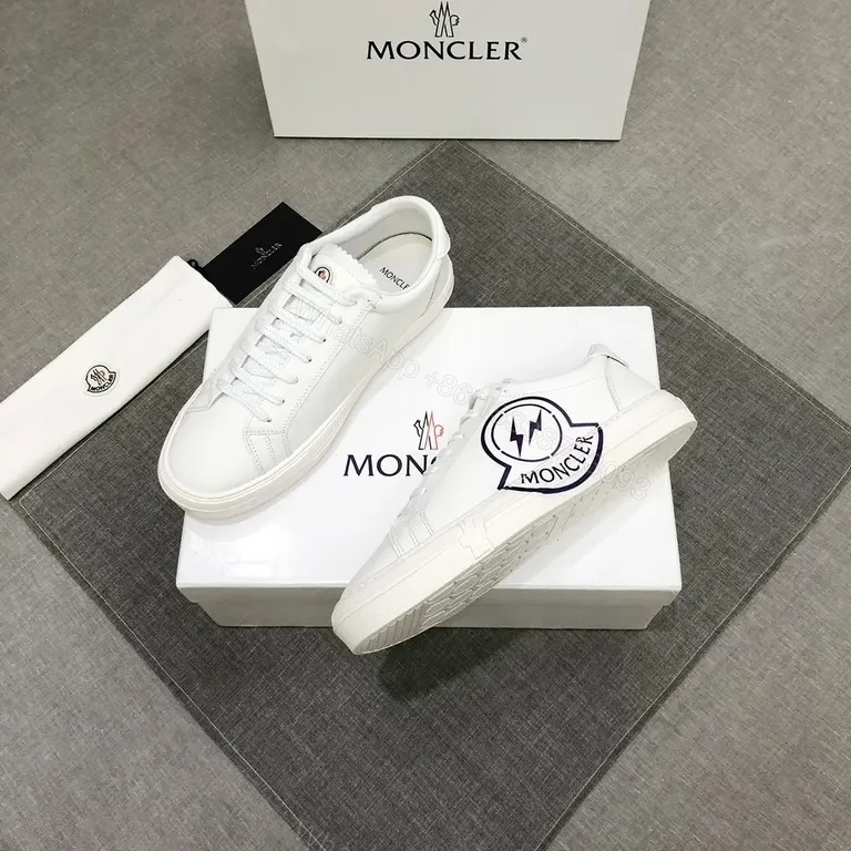 View 4 of White Calfskin Sneaker with Subtle Moncler Emblem - Luxury Casual Sneaker