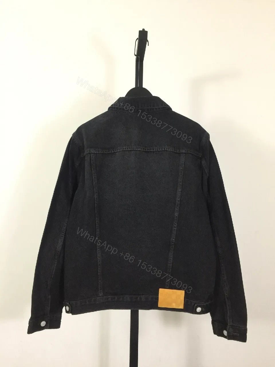 View 5 of Black Denim Jacket + Denim + Modern + Subtle LV Stitching + Jacket