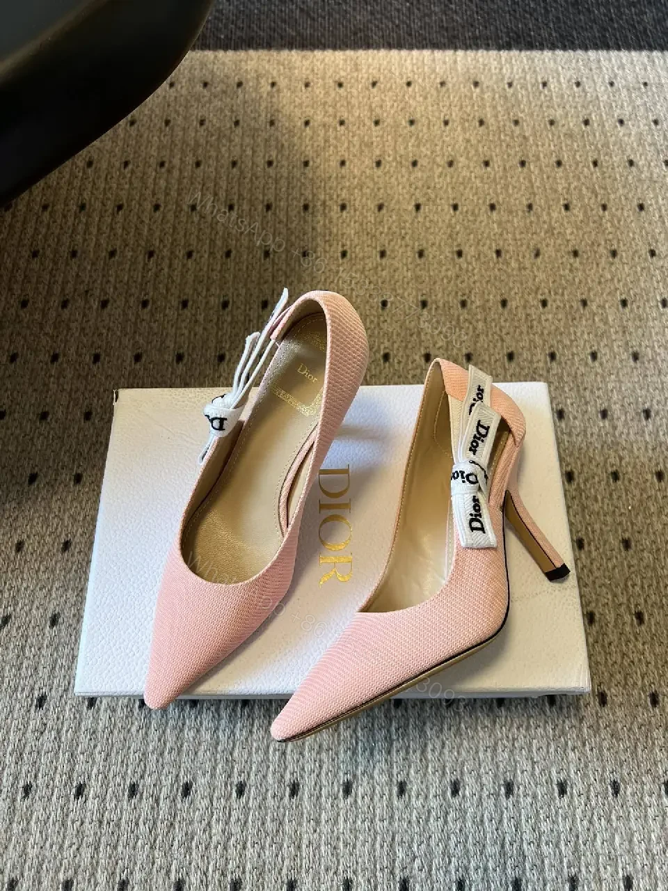 View 6 of Soft Pink Slingback Pumps with Ribbon Detail