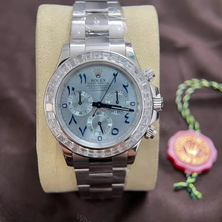 Replica Rolex Cosmograph Daytona White Gold Baguette Diamond 40mm — view 1