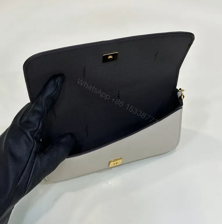 View 5 of Chic White Leather Set: Gold Chain, Designer-Inspired Bag