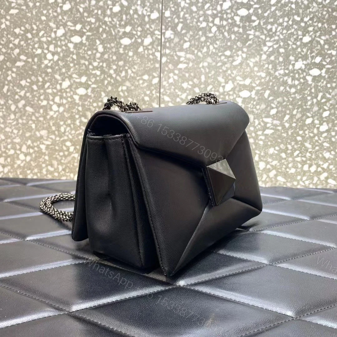 View 5 of VALENTINO SMALL ONE STUD NAPPA HANDBAG WITH CHAIN AND TONE ON TONE STUD BLACK 19CM 1W2B0K21UZR 0NO