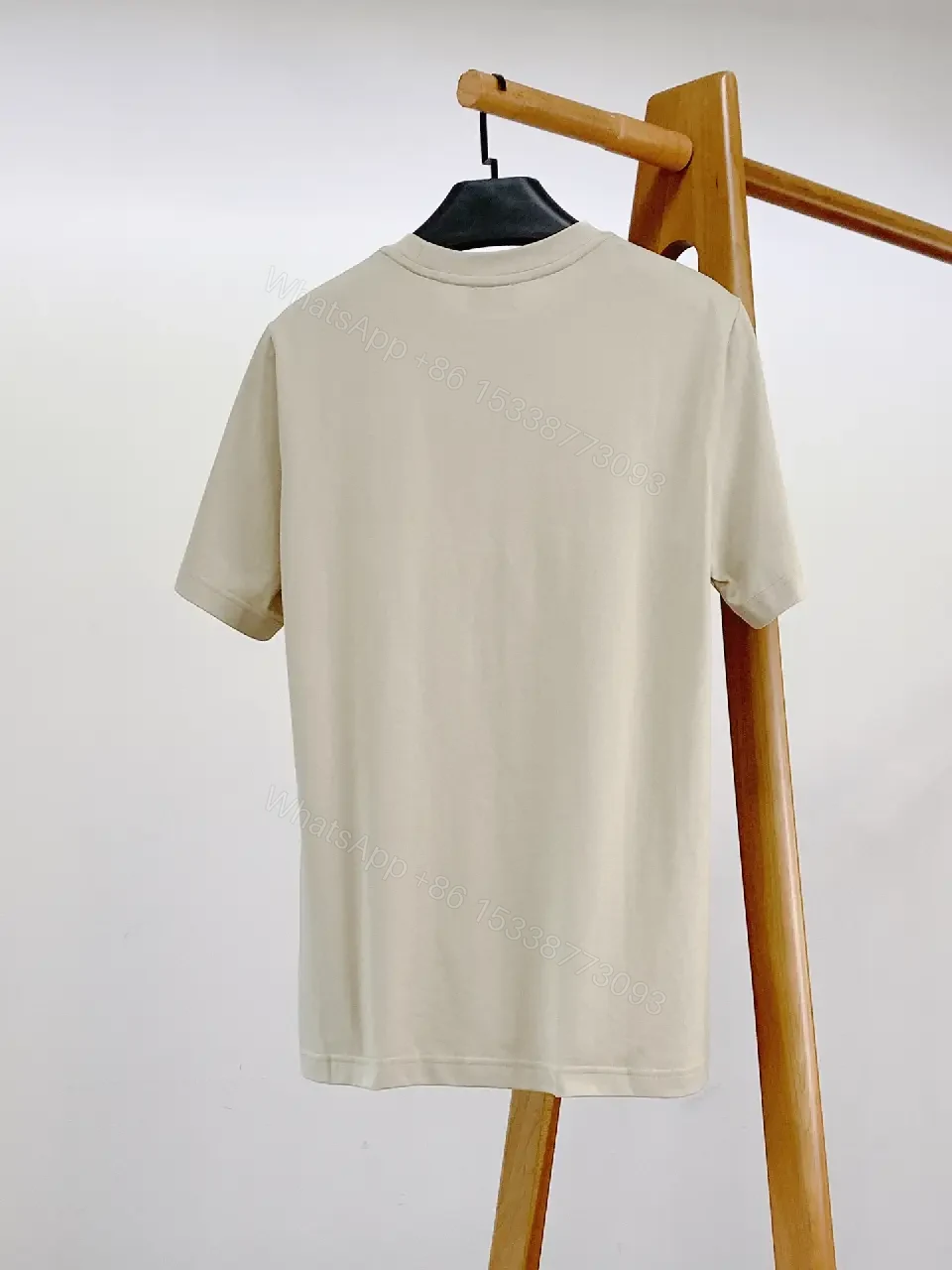 View 4 of Light Beige Knit Casual Logo Patch T-Shirt
