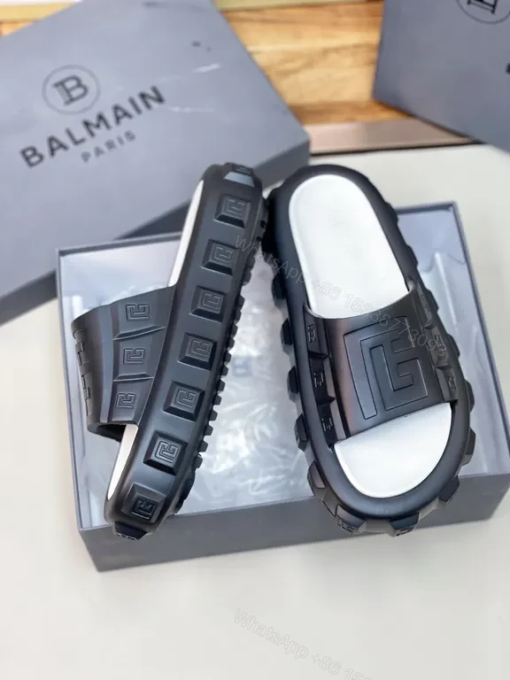 View 7 of Monochrome Balmain Embossed Slide with Cushioned Comfort