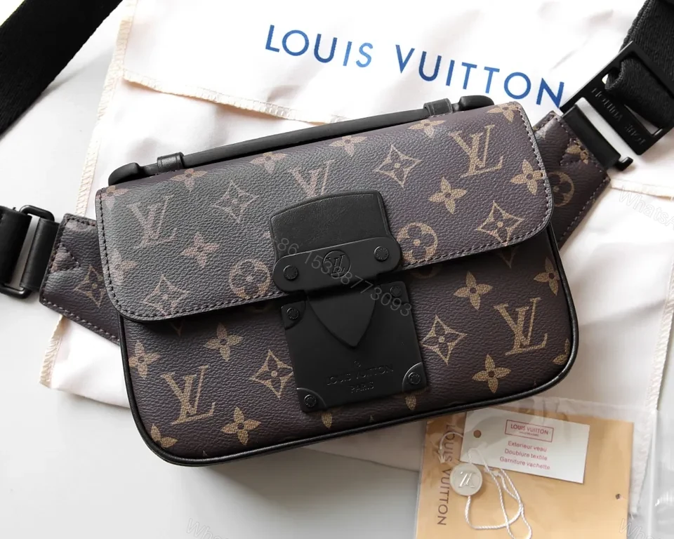 View 5 of Black Monogram Canvas Crossbody: Sleek, Secure Hands-Free Bag