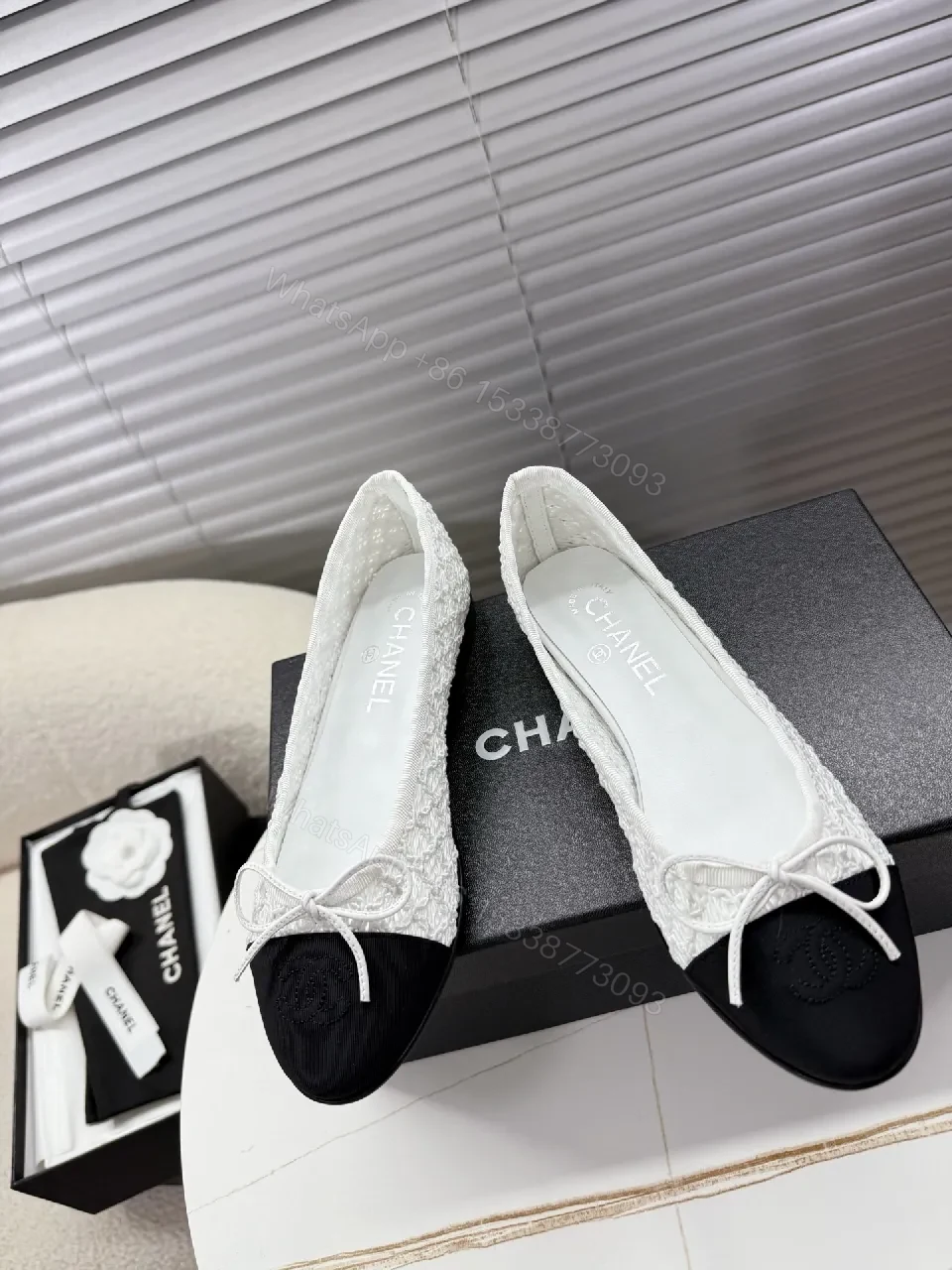 View 6 of Lace-Textured Black Cap Toe Flats, Subtle Luxury, Flat Shoes
