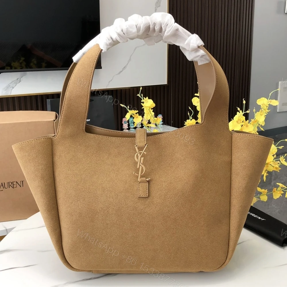 View 2 of Saint Laurent Le 5 À 7 Bea In Suede Golden Leaf 55Cm 763435008IW3194