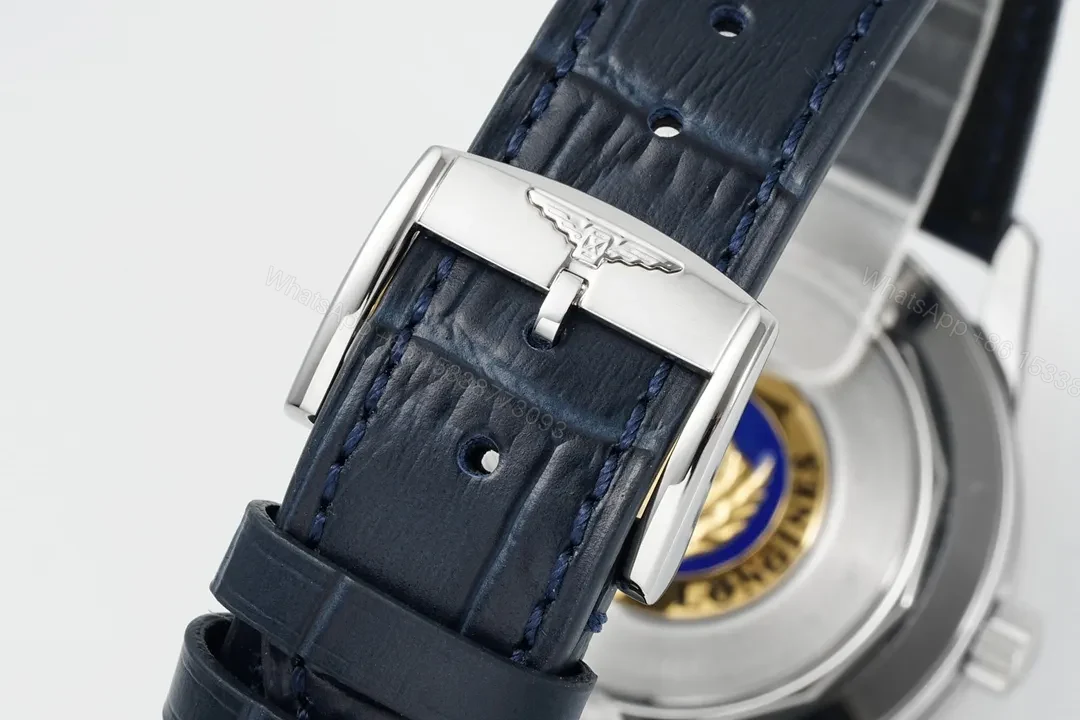 View 7 of Longines Classic Flagship Blue Dial Moon Phase Automatic Watch with Leather Strap