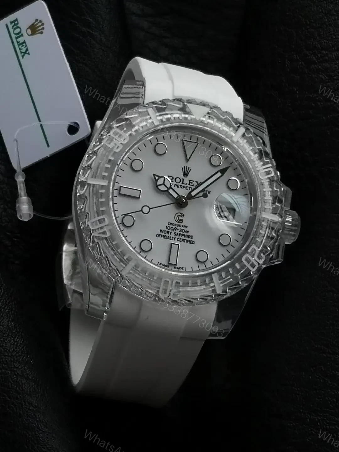 View 4 of Premium Rolex Submariner Date Phantomlab Transparent White replica 40MM White Rubber Strap Edition RG-SUB-PHANTOMLAB-TRANSPARENT-WHITE-RUBBER-40