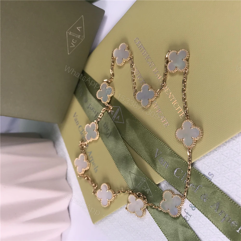 VCA Alhambra Necklace 10 Motifs Mother of Pearl Yellow Gold — view 1