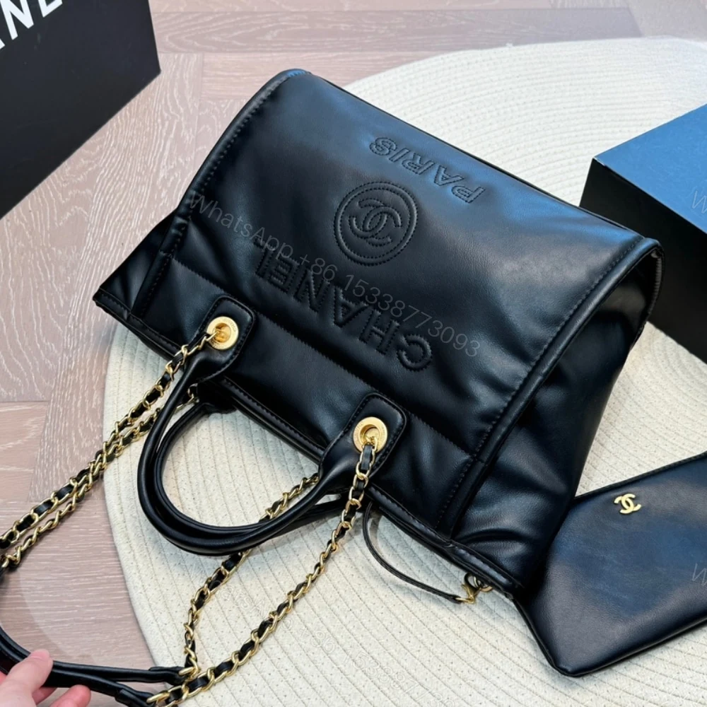 View 4 of Chanel Large Deauville Shopping Bag Black 31Cm