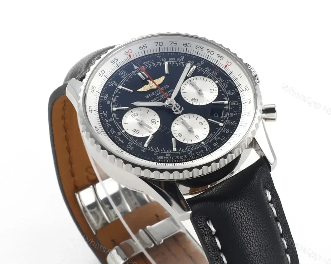 View 5 of GF Factory Breitling Navitimer 1 B01 Chronograph 43mm Black Dial Leather Strap Watch – BLS V2 Upgrade Edition