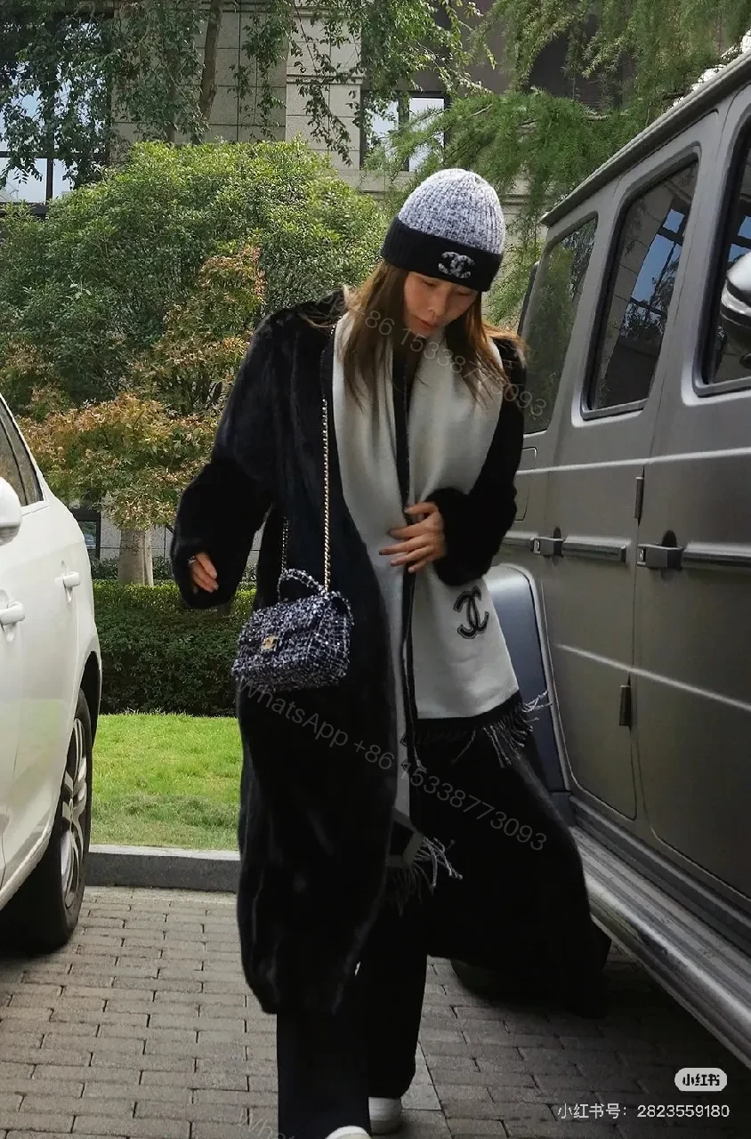 View 5 of Bold Knit Beanie with Logo Hardware - Luxury Casual Style