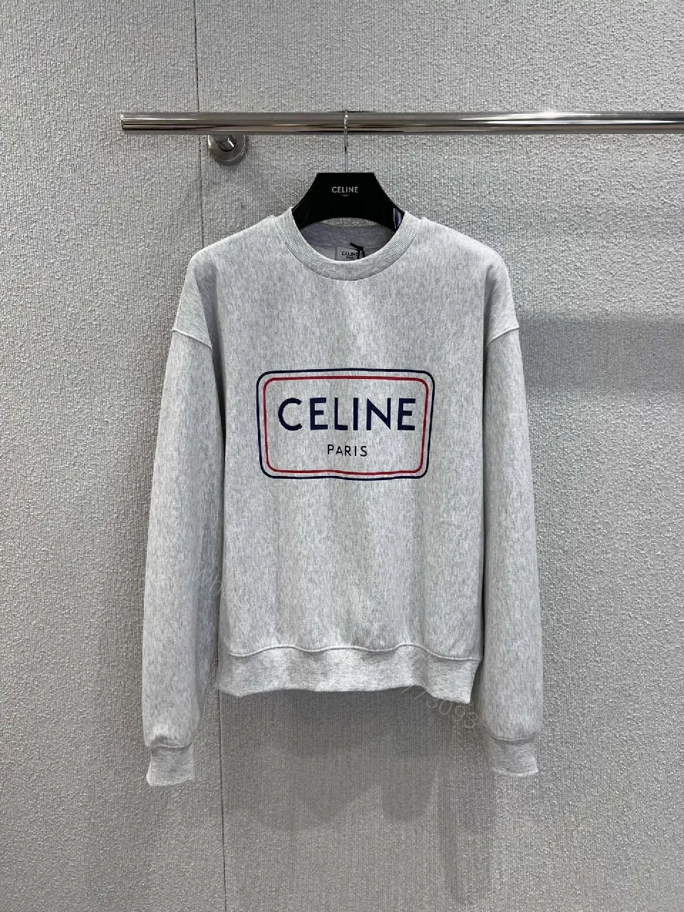 Grey Fleece Crewneck Sweatshirt with Logo – Modern Parisian Luxury — view 1