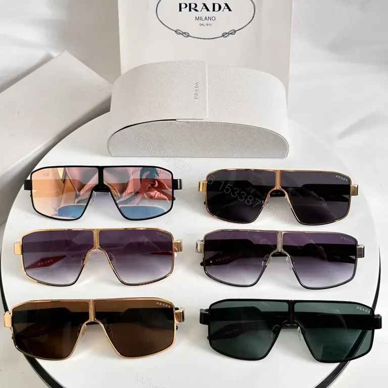 View 4 of Premium Gradient Shield Sunglasses - Luxury Alloy, Prada-Inspired Design
