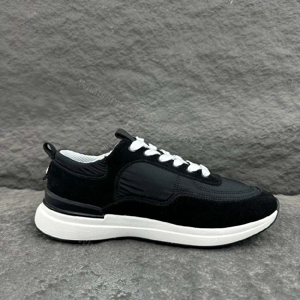View 4 of Black Suede Knit Runner: Luxe High-Top Sneaker with Logo Detail