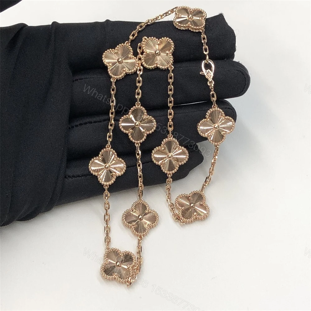 View 4 of Van Cleef Arpels 10 Motif Necklace Guilloche Rose Gold