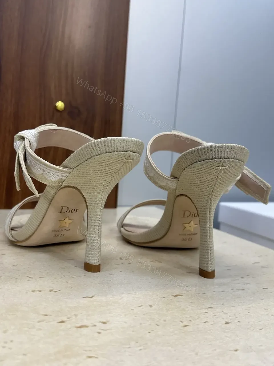 View 7 of Champagne-Embroidered Open-Back Sandals with Cushioned Comfort