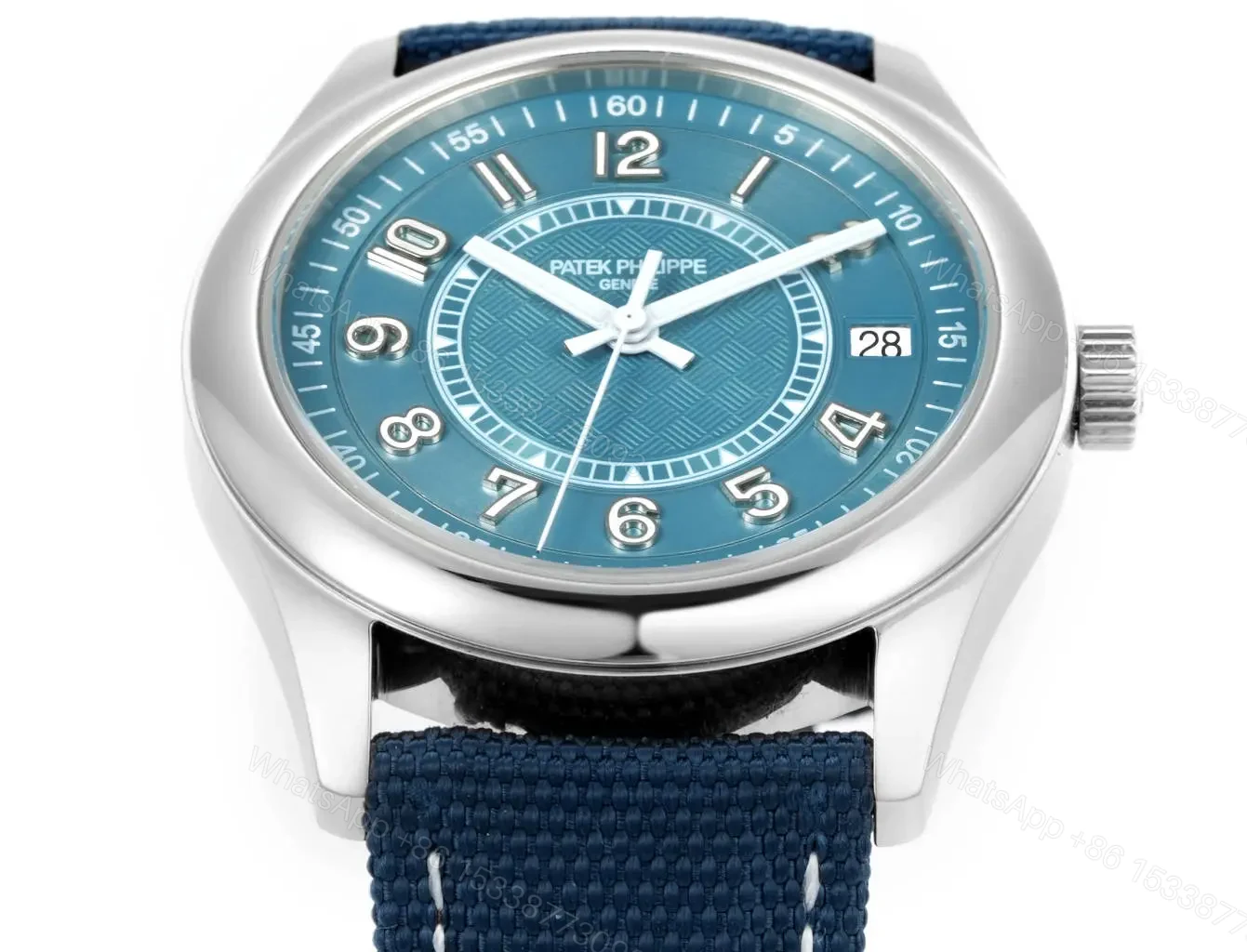 View 3 of Patek Philippe Limited Edition Commemorative Watch PP6007 Calatrava Steel Case Blue Dial Blue Strap Sporty Style