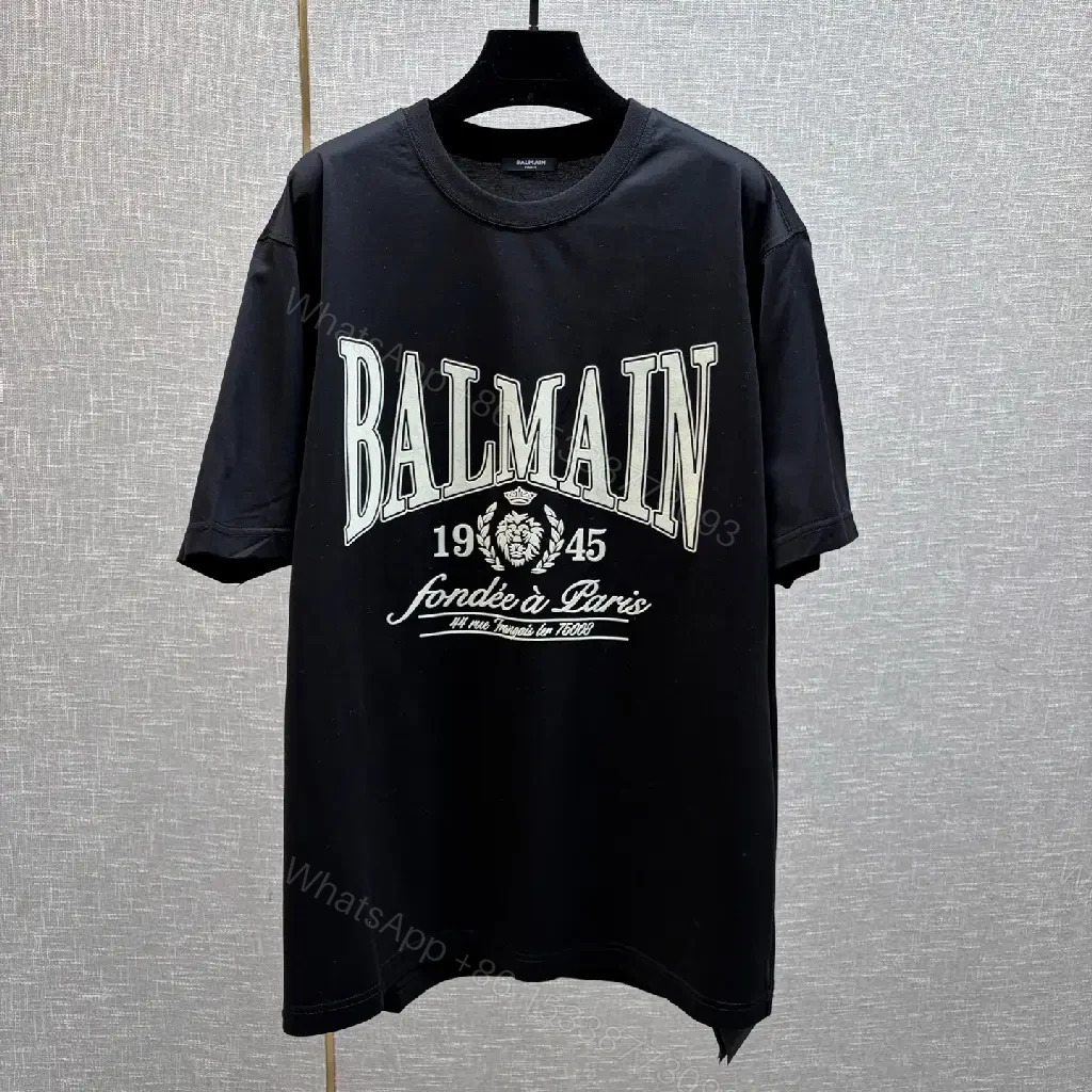 View 9 of Black Cotton Tee + Oversized Logo + Streetwear + Balmain-inspired Graphic + T-Shirt