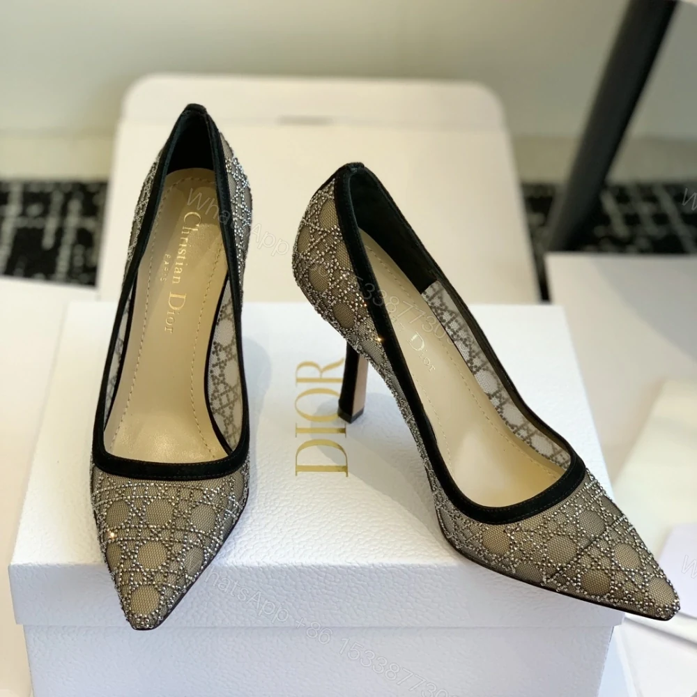 View 3 of 高仿Dior*Capture系列KDG299尖頭燙鑽高踭鞋10CM黑色免檢版